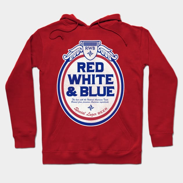 Red White & Blue Lager Retro Defunct Beer Hoodie by darklordpug